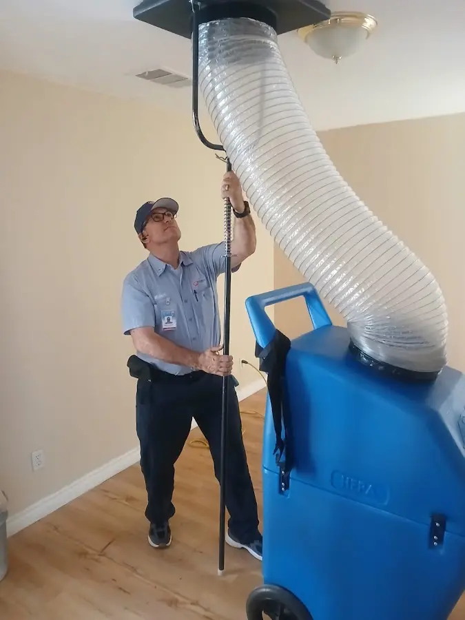 HVAC Installation technician using HEPA equipment in Mesquite